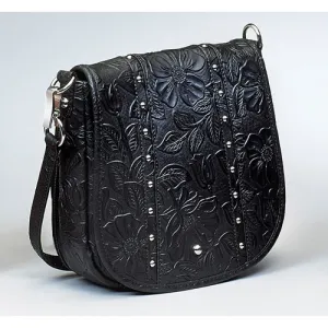 GUN TOTE'N MAMAS Simple Bling Tooled Leather Black 8.5"