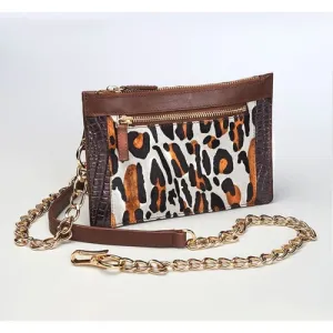 GUN TOTE'N MAMAS Leopard Print Chained Wallet Hair-On-Hide 9.5"