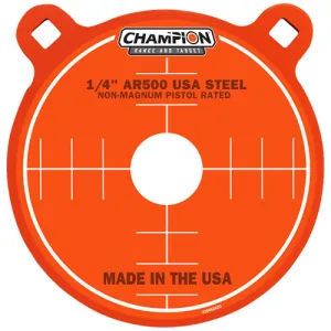 CHAMPION Center Mass Gong 8" Pistol Gray AR500 Steel 0.25"
