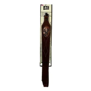 AA&E LEATHERCRAFT Suede Gunsling Embossed Deer Head Mahogany