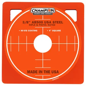 CHAMPION Center Mass 4" Rifle Gray AR500 Steel Square .38"