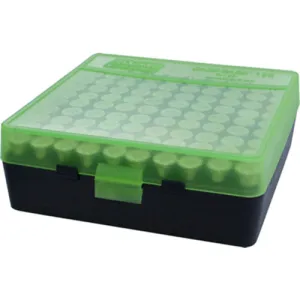 MTM Ammo Box 100 Round Flip-Top 40 10mm 45 Clr-Grn/Blk