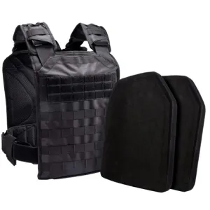 BULLET SAFE Tactical Plate Carrier w/ Two Level IV Plates | Black