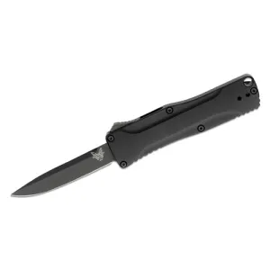 BENCHMADE OM AUTO OTF Knife 2.475" Clip Point Blade w/ Black Aluminum Handles