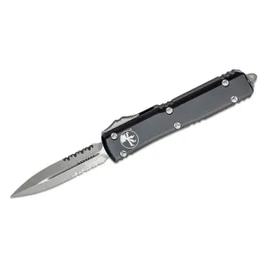 MICRO TECH KNIVES Ultratech AUTO OTF 3.46" Apocalyptic Double Combo Dagger Blade | Black Aluminum