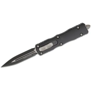 MICROTECH KNIFE Dirac AUTO OTF Knife 2.92" Black Double Edge Dagger Blade - Black Handle