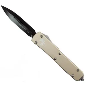 MICROTECH KNIVES Ultratech OTF 3.4" Double Edge Black Standard Tan