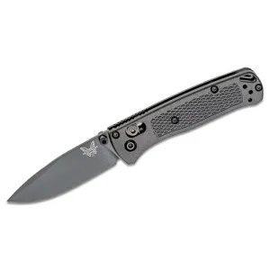 BENCHMADE Mini Bugout Elite AXIS Folding Knife 2.82" Plain Blade - Graphite Black CF Handles
