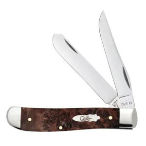 CASE KNIVES Smooth Brown Maple Burl Wood Mini Trapper