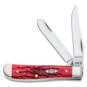 CASE KNIVES Dark Red Bone Mini Trapper 3.5" Closed Chrome Vandium Steel Blade