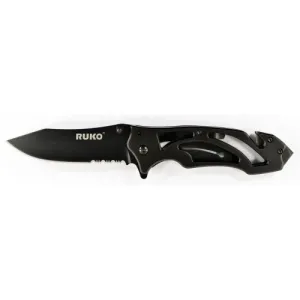 RUKO Rescue Folding Knife 3-3/8" Serrated Drop Point