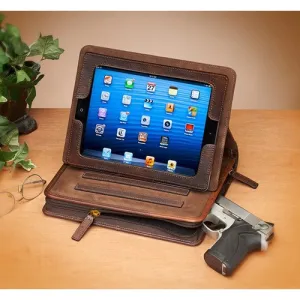 GUN TOTE'N MAMAS Bison Leather CCW iPad Case Brown 10.5"