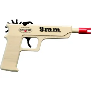 MAGNUM ENTERPRISES 9mm 10.5" Wooden Rubber band Gun Pistol - Green Ammo