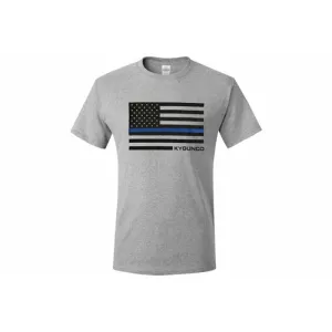 KYGUNCO Blue Line Flag T-Shirt - Light Steel