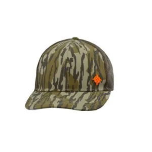 NOMAD CLOTHING Mark Flatbill Trucker Hat MO Bottomland Blaze Logo