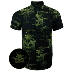 RETRO RIFLE Hawaiian SS Button Down - Palm / OD Green