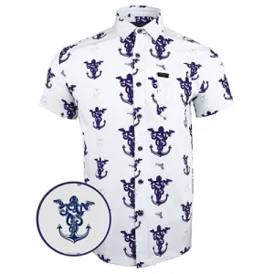 RETRO RIFLE Hawaiian SS Button Down - Glocktopus / White