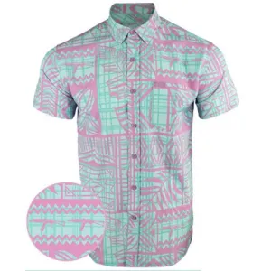 RETRO RIFLE Hawaiian SS Button Down - High Tide / Mint