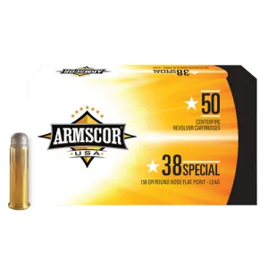 ARMSCOR 38 Special 158gr Round Nose Flat Point Ammunition | 50 Rounds