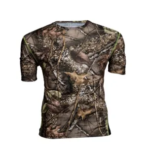 WORLD FAMOUS Wicking Stretch T-Shirt Neon Grn Piping-Burly/Tan