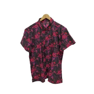 RETRO RIFLE Black & Pink Hibiscus Hawaiian Shirt