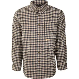 DRAKE Autumn Brushed Twill Shirt Navy Cream Plaid