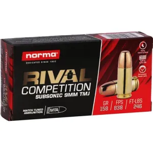 NORMA AMMO 9mm Rival 158Gr 50rd