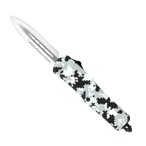 COBRATEC Small Winter DIGI Camo FS-3 Dagger 1 Side Serrated