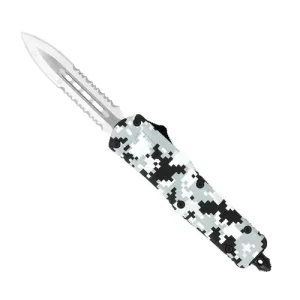 COBRATEC Small Winter DIGI Camo FS-3 Dagger 2 Side Serrated