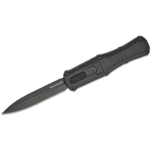 BENCHMADE Claymore Auto OTF Knife 3.89" Smoke Gray Double Edge Dagger Blade | Black Grivory Handles
