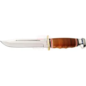 KA-BAR Marine Hunter-Stacked Leather Handle Straight Edge