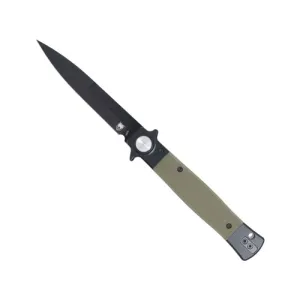 COBRATEC Stilleto Button Lock OD Green G10 Black Blade