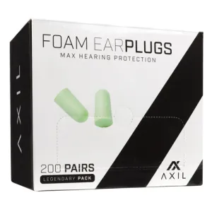 AXIL Foam Ear Plugs Green 200 Pair Per Box