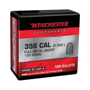 WINCHESTER Reloading Bullets 38 Caliber, .356" 130gr Full Metal Jacket Bullets | 100 Count