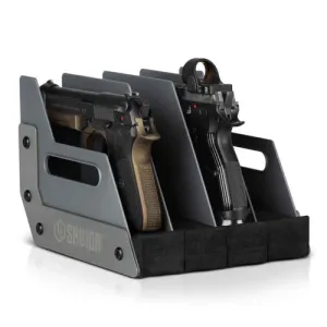 SAVIOR EQUIPMENT 4 Pistol Revolver Storage Gun Rack SW Gray