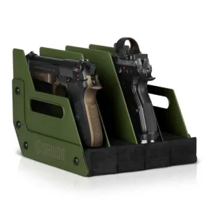 SAVIOR EQUIPMENT 4 Pistol Revolver Storage Gun Rack OD Green