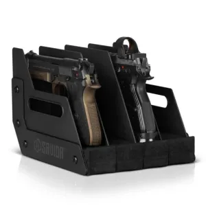 SAVIOR EQUIPMENT 4 Pistol Revolver Storage Gun Rack Obsidian Black