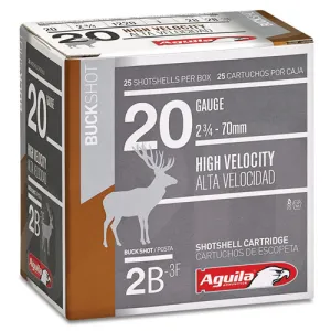 AGUILA AMMO 20Ga Field High Velocity 2.75" 2-3/4oz 2 Buck 25rd