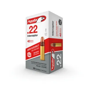 AGUILA AMMO 22 LR 40gr Interceptor Soft Point Ammunition | 50 Rounds