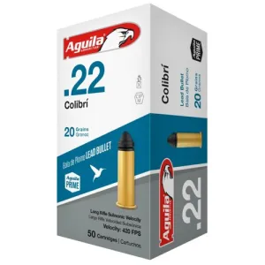 AGUILA AMMO 22 LR Colibri 20Gr Subsonic Powderless Lead 50rd