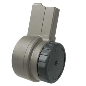 WARRIOR SYSTEMS W-15 Drum Magazine 6.7" 50rd Tungsten Grey