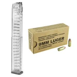 ELITE TACTICAL 3 - 40 rnd 9mm mag + 150 rnds 9mm Brass 115Gr FMJ