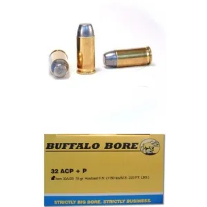 BUFFALO BORE 32 ACP 75Gr Hard Cast FN (1150FPS/ ME 220 ft) 20rd