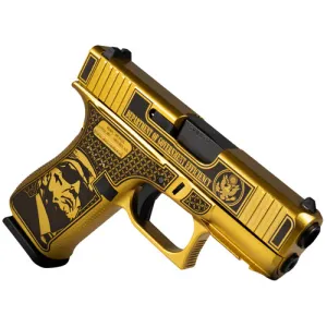 GLOCK G43X D.O.G.E. 9mm 3.41" 10rd - Gold w/ Trump & Elon