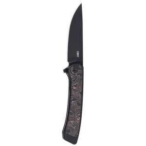 CRKT Q Compact Liner Lock Folding EDC Pocket Knife - Black w/ Carbon Fiber Inlay Handle