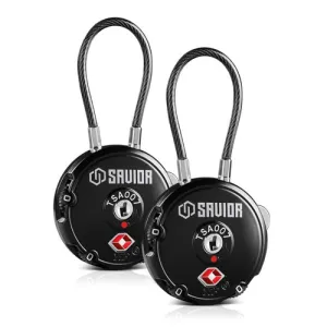 SAVIOR EQUIPMENT 3-Digit Combination Cable Lock TSA Obsidian Black