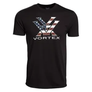 VORTEX Stars and Stripes Short Sleeve T-Shirt - Black