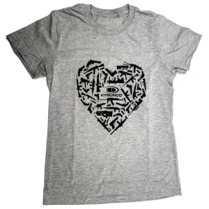KYGUNCO Womens Gun Heart T-Shirt Grey