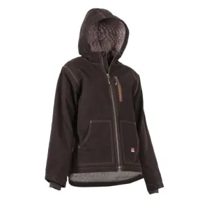 BERNE WORKWEAR Ladies Quilt Lined Hooded Jacket Dark Brown Plus