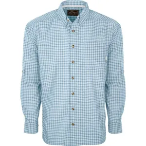 DRAKE Featherlite Check Shirt Long Sleeve Niagra Plus Sz